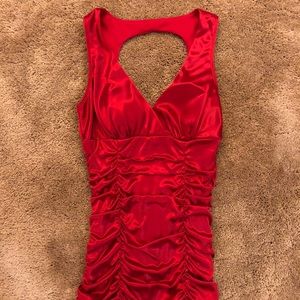 Studio Y Red satin dressy top, size small